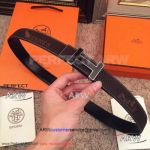 Perfect Replica Hermes Coffee Leather Belt With Stainless Steel Black Face Buckle